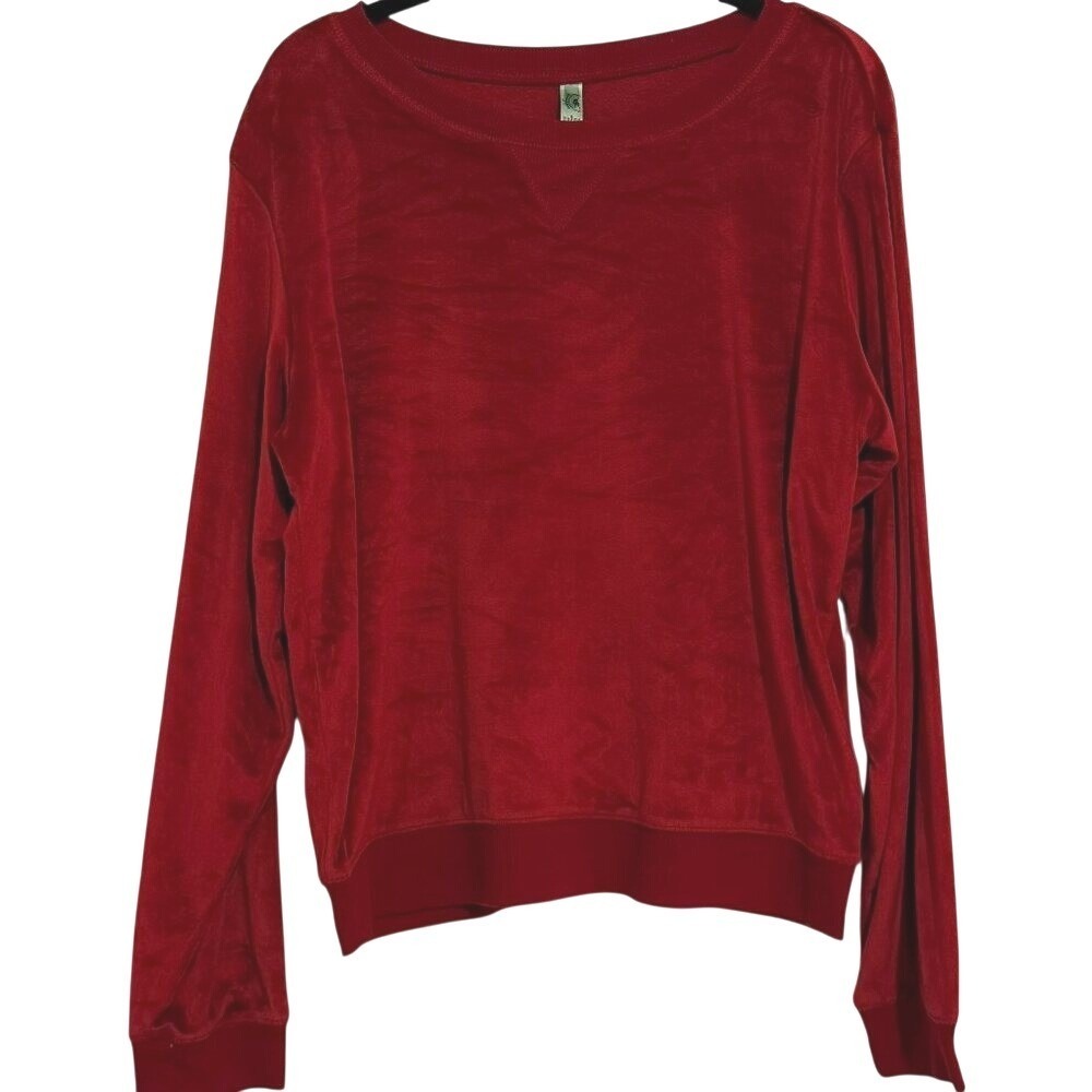 Honeydew Intimates Red Velour Crewneck Sweatshirt XL Long‎ Sleeve Loungewear